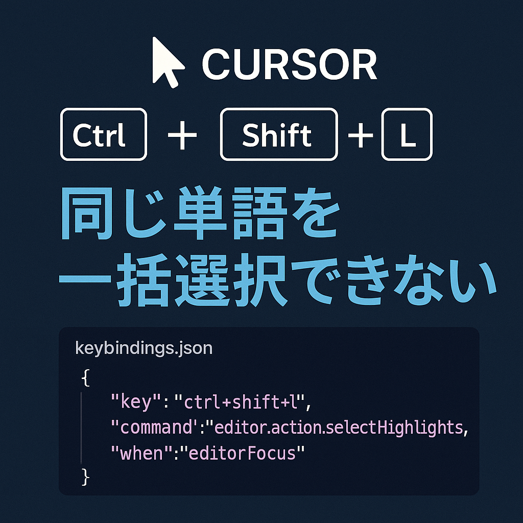 Cursorで「ctrl+shift+l」で同じ単語を一括で選択ができないだと...