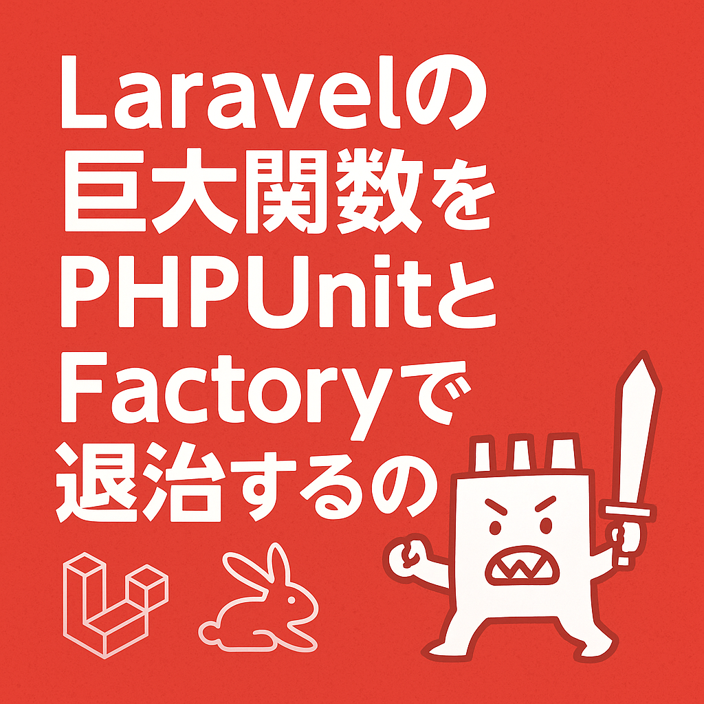 Laravelの巨大関数にはPHPUnitとFactoryを使うのだ！！レガシーコードに終止符の巻