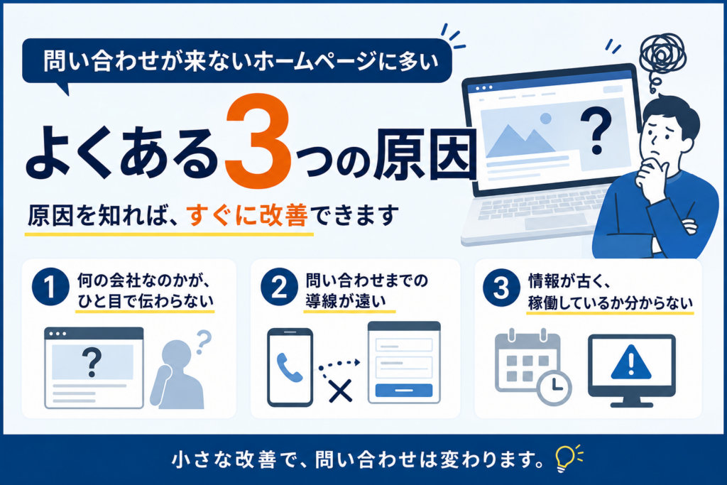問い合わせが来ないホームページに多い、よくある3つの原因